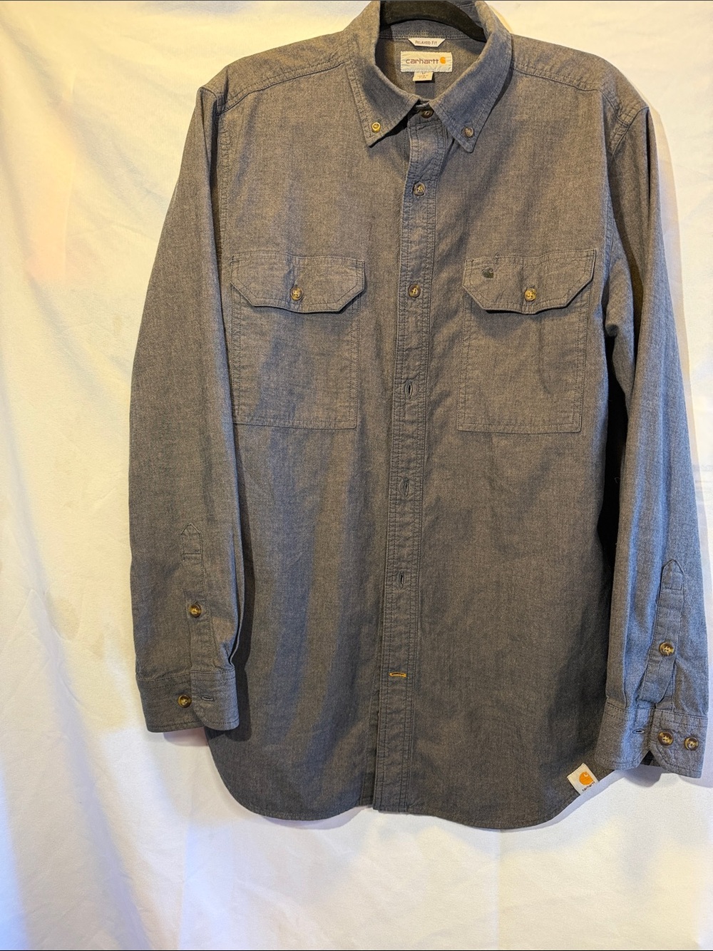Carhartt Gray Long-Sleeve Button-up Work Shirt